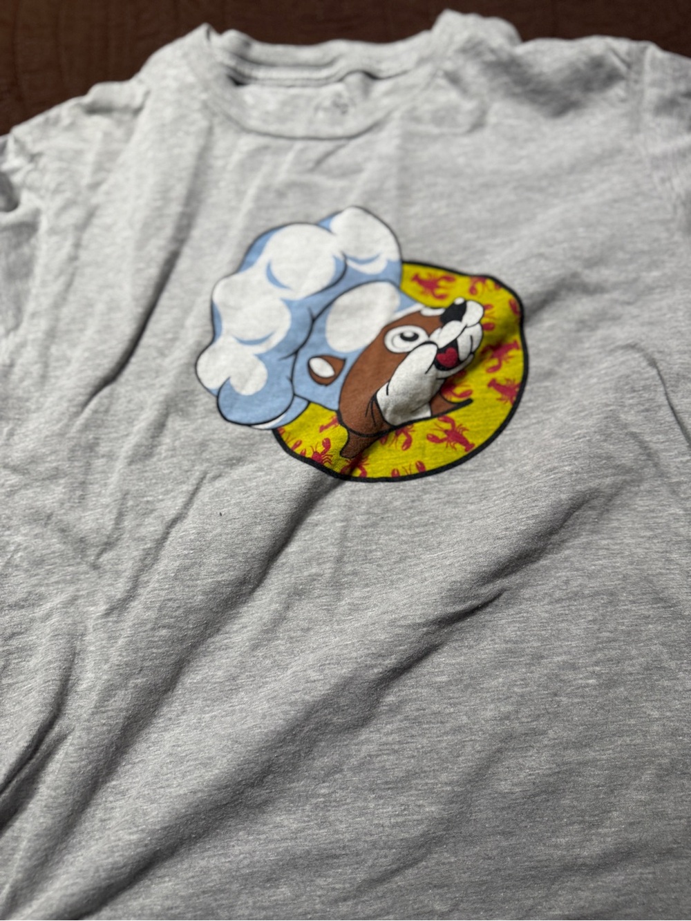 Graphic Short Sleeve Tee - Light Gray with Playful Patch